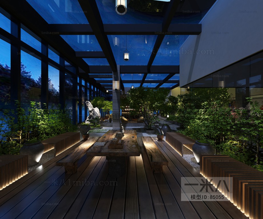 现代庭院/景观空中花园咖啡厅阳台3d模型下载图片