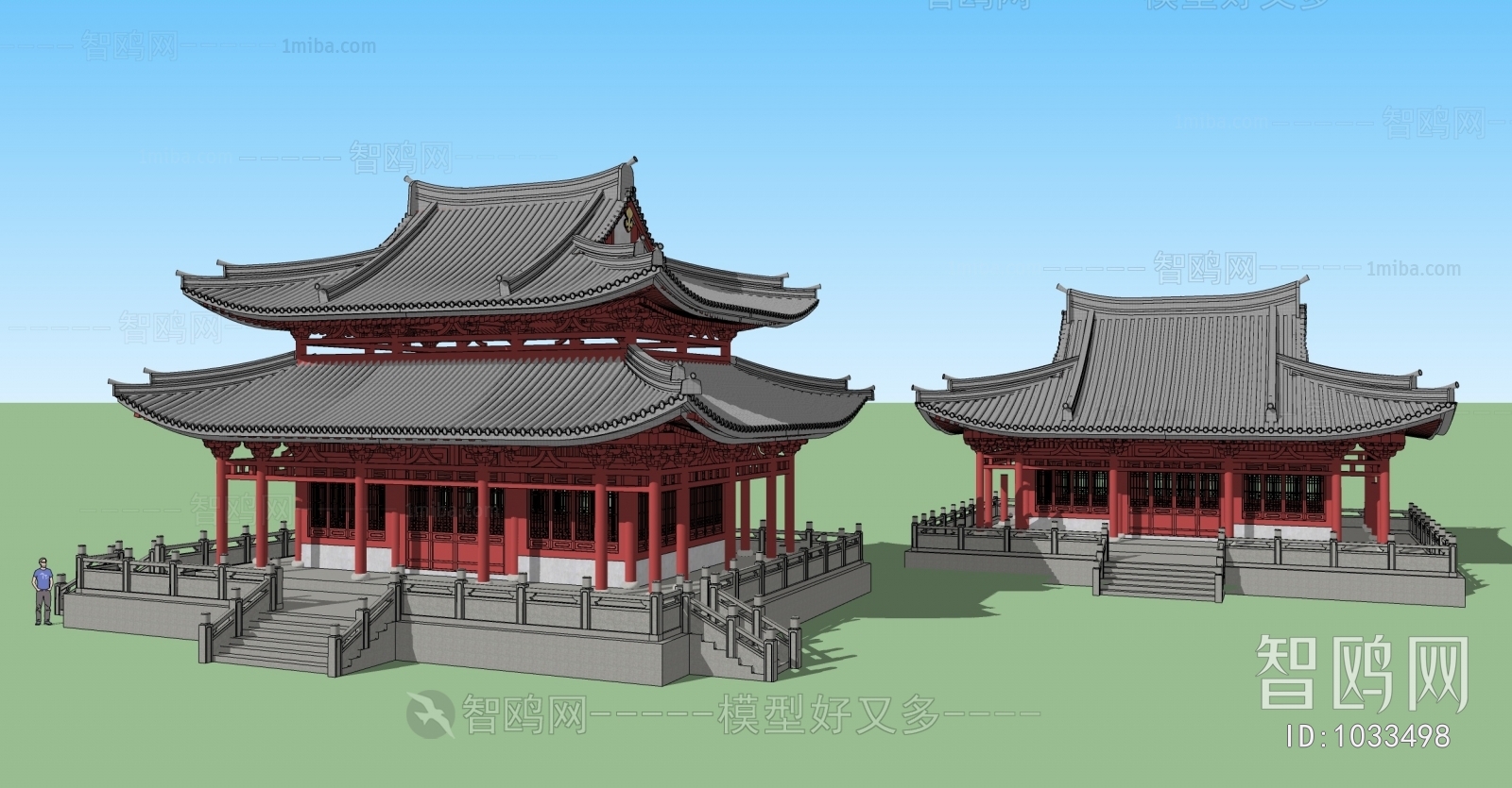 中式古建筑寺庙3d模型下载