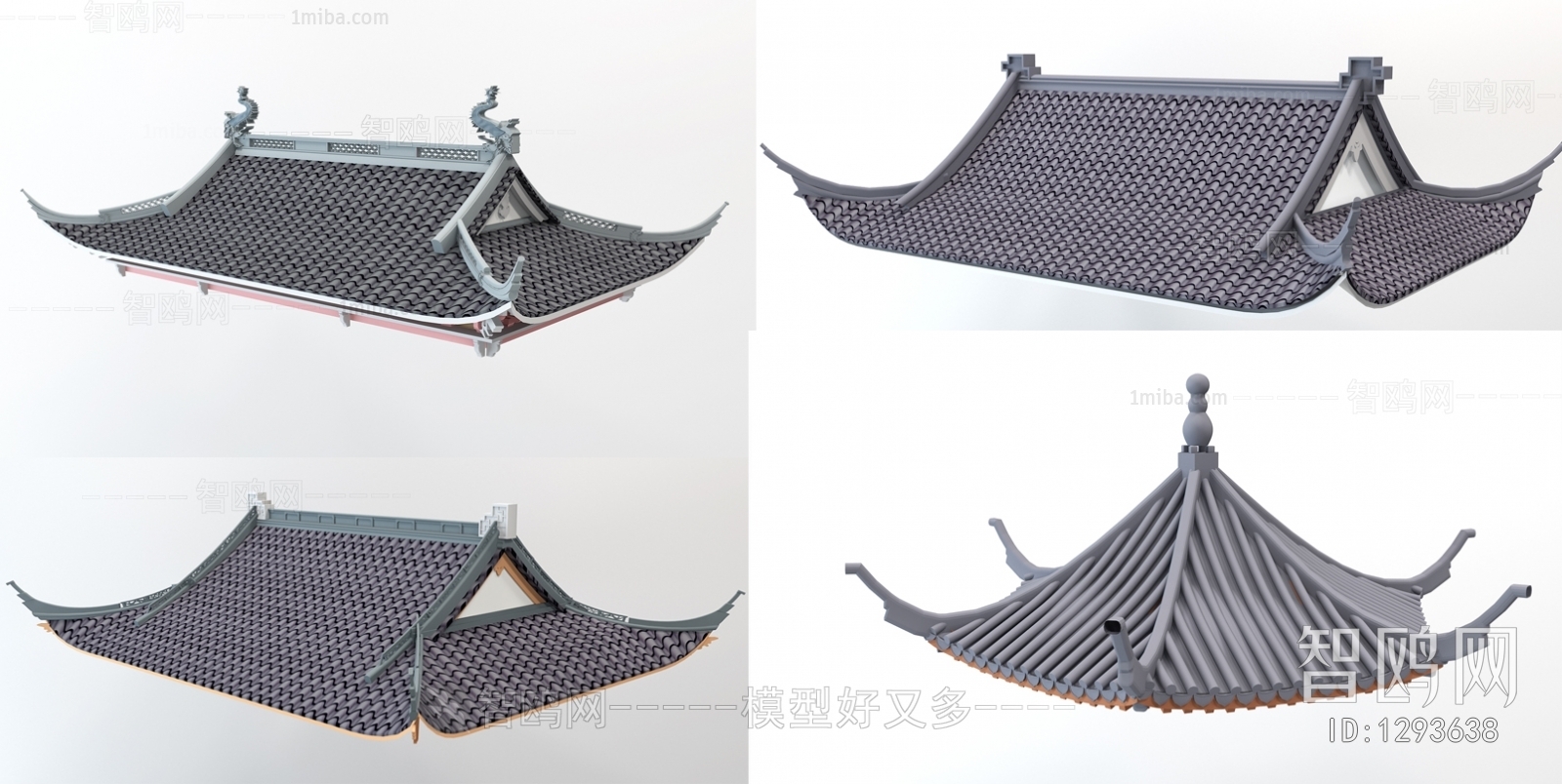 中式古建屋檐屋顶3d模型下载