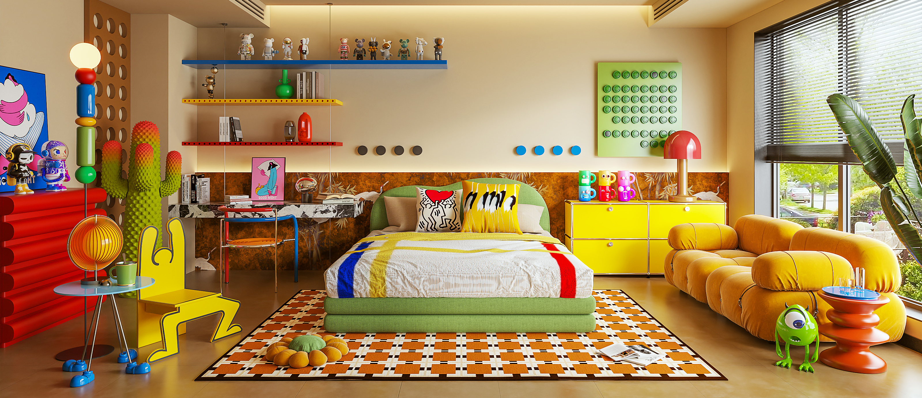 现代孟菲斯多巴胺卧室-2762808