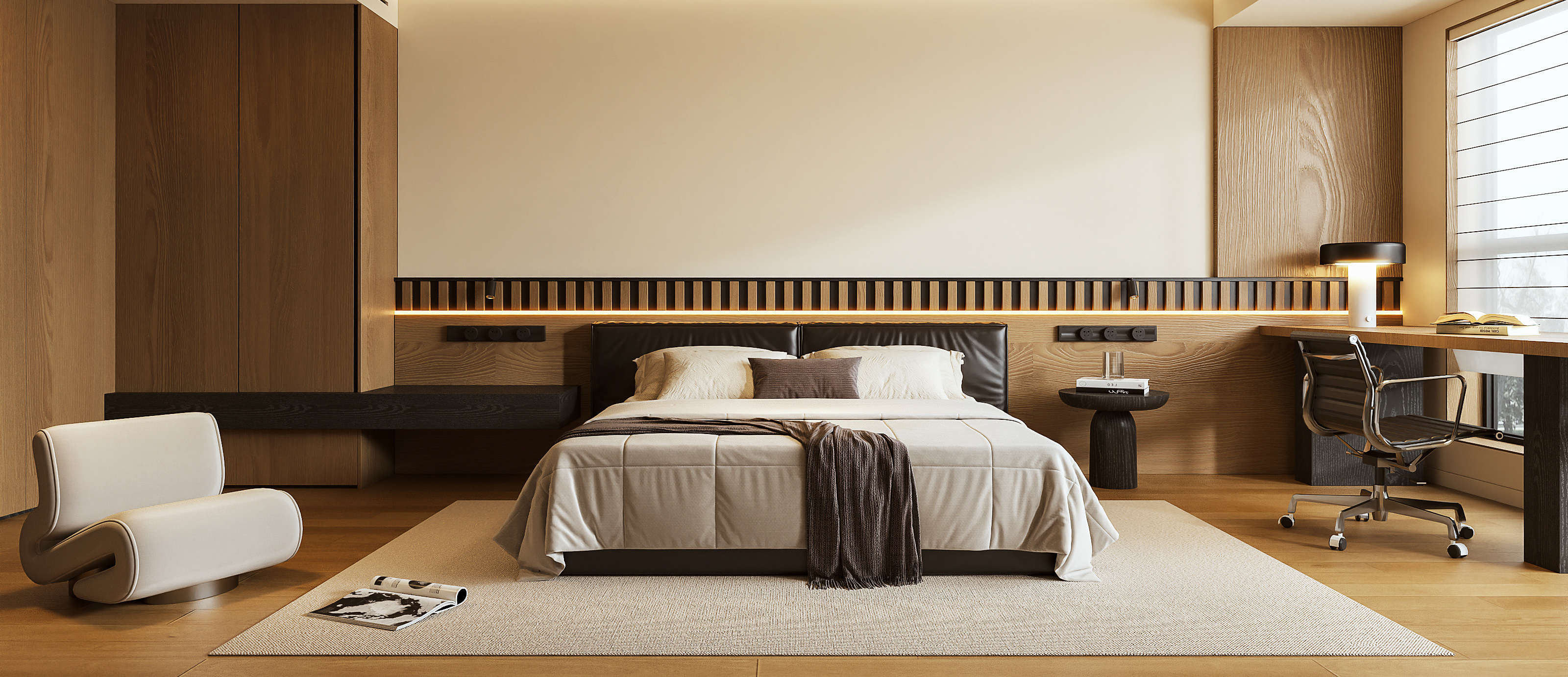 现代原木风卧室-2941483