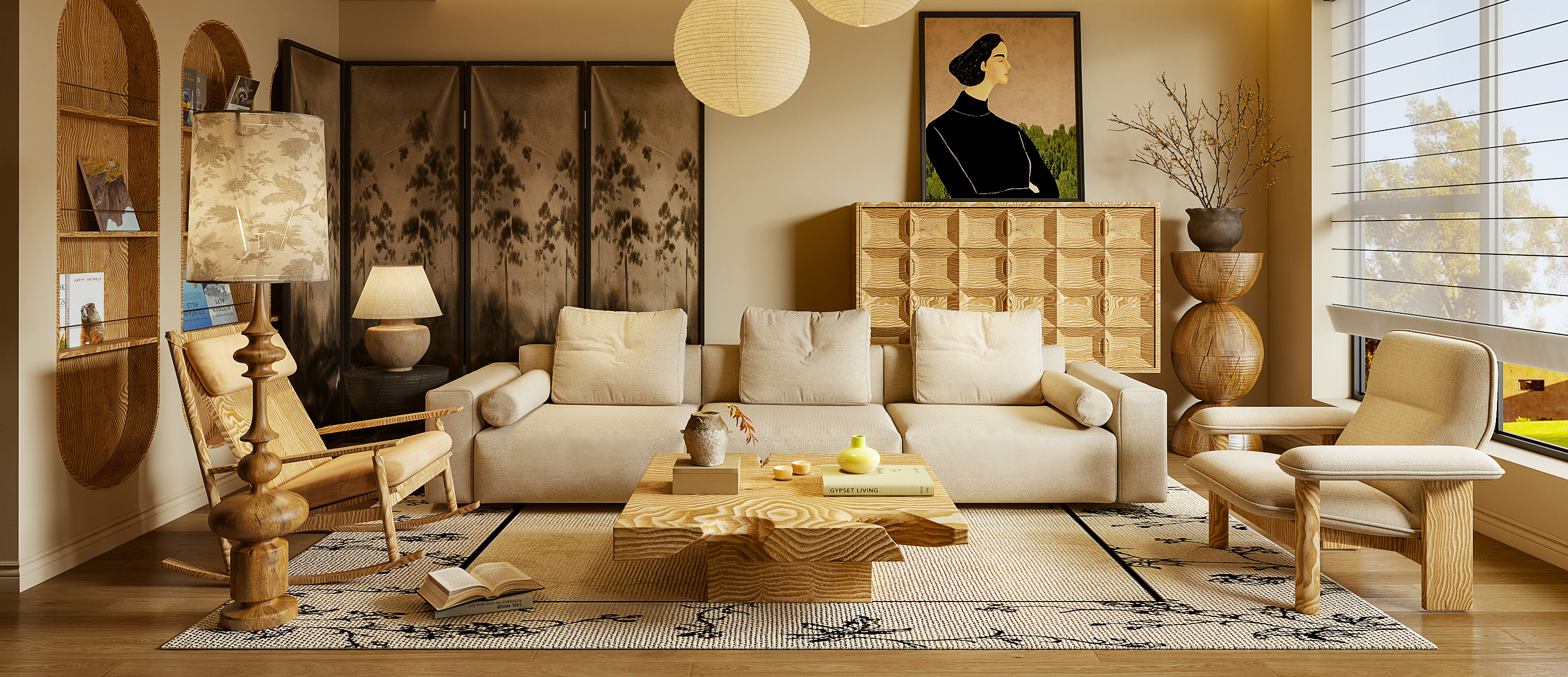 现代中古风客厅-2795659