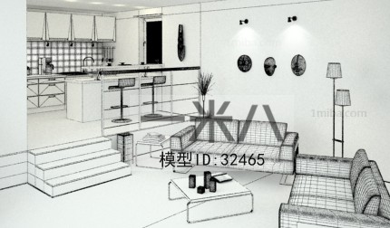 现代客厅厨房