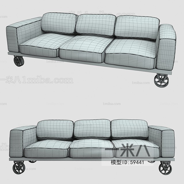 Industrial Style Three-seat Sofa