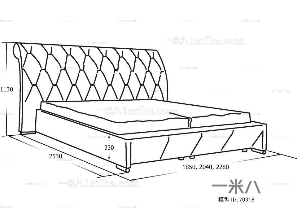 Simple European Style Double Bed