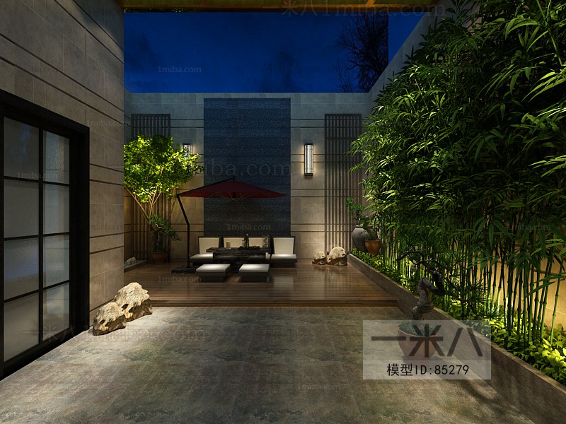 现代新中式阳台阳光房庭院/景观植物墙