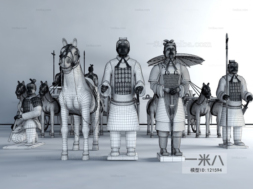 中式兵马俑雕塑