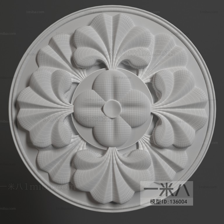 European Style Plaster Carved Top Plate