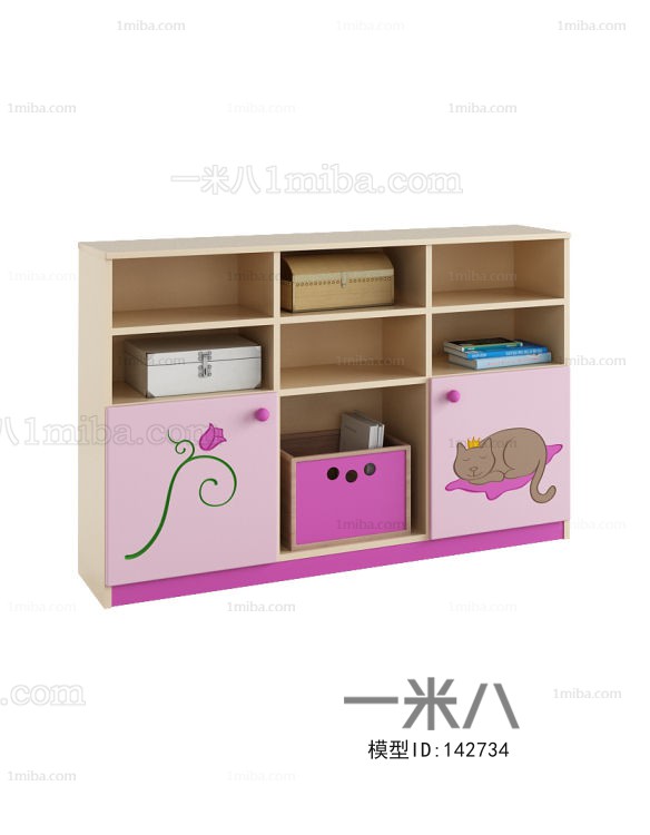 现代儿童床书柜