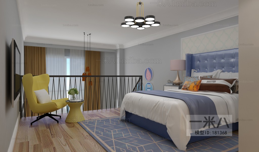 LOFT公寓客厅卧室3D模型下载