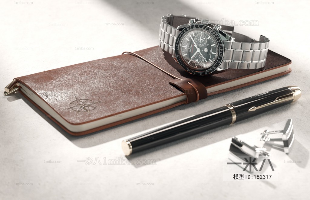 现代皮革笔记本手表钢笔