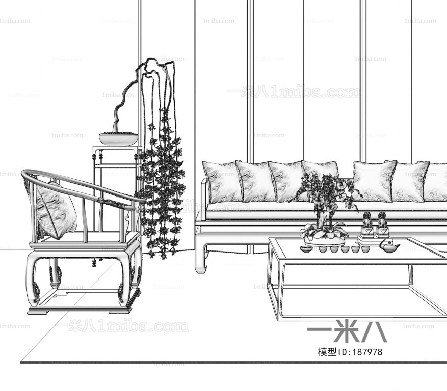 New Chinese Style Sofa Combination