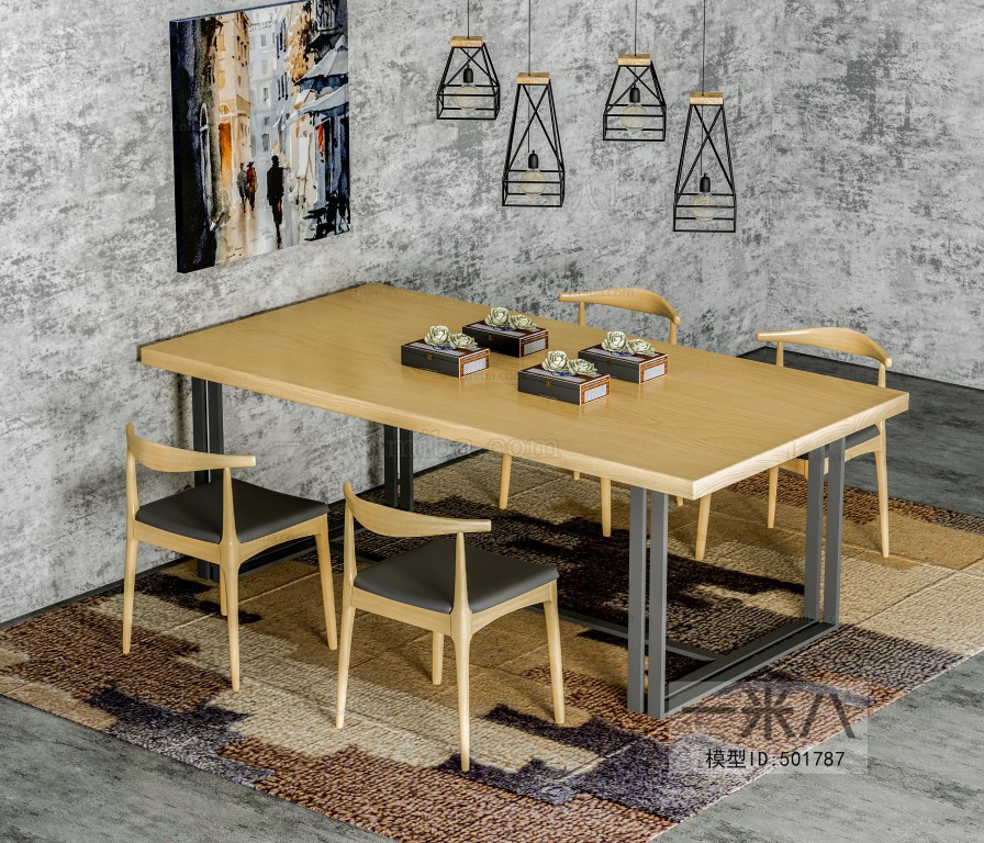 Industrial Style Dining Table And Chairs