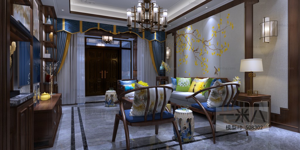 New Chinese Style A Living Room