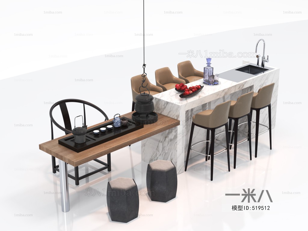 新中式吧台椅茶桌椅组合