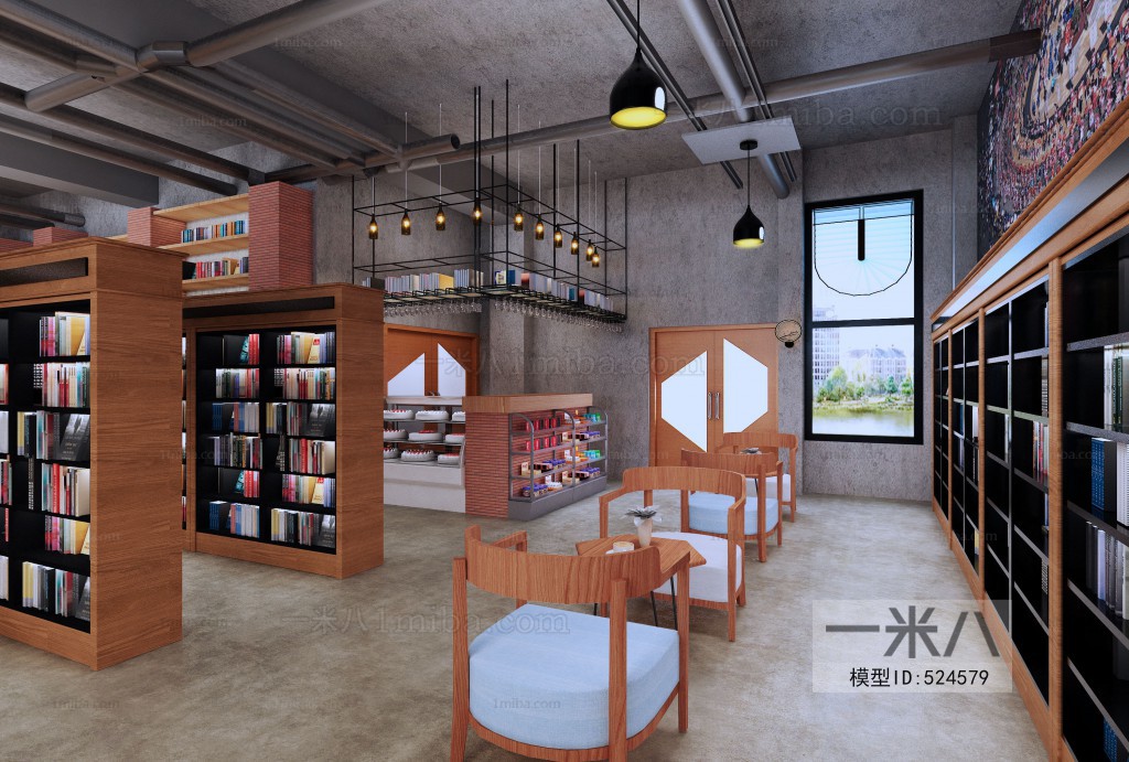 Industrial Style Bookstore Book Bar