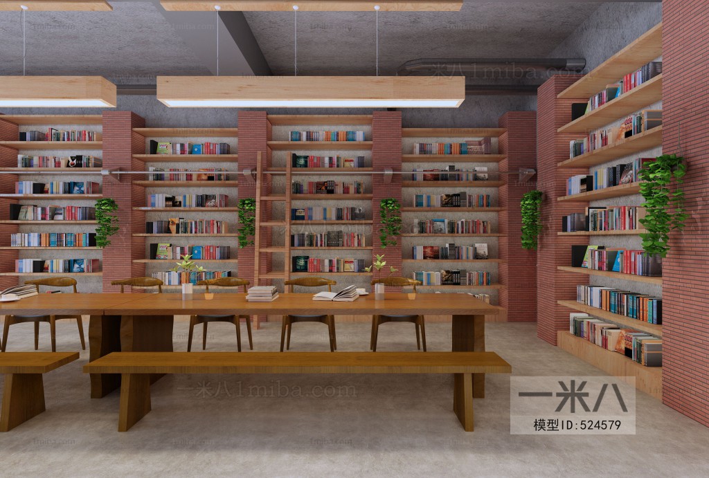 Industrial Style Bookstore Book Bar