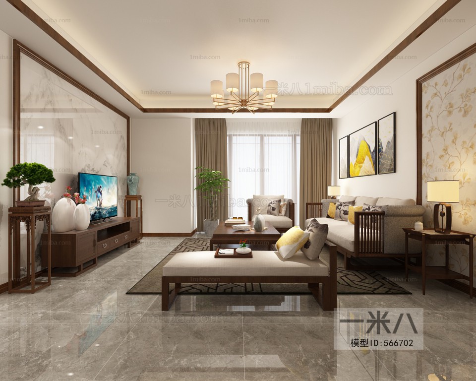 New Chinese Style A Living Room