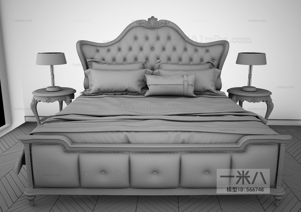 Simple European Style Double Bed