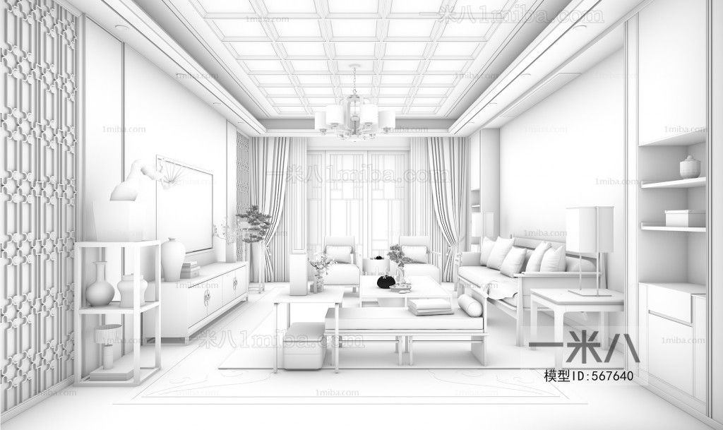 New Chinese Style A Living Room
