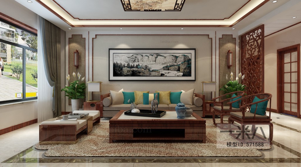 New Chinese Style A Living Room