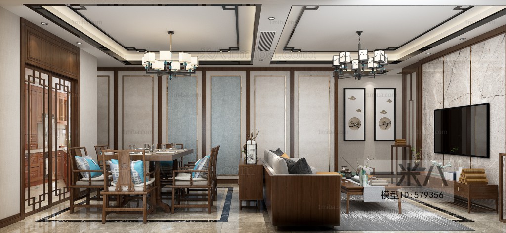 New Chinese Style A Living Room