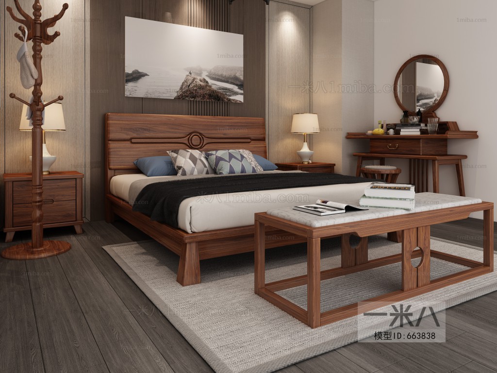 New Chinese Style Single Bed