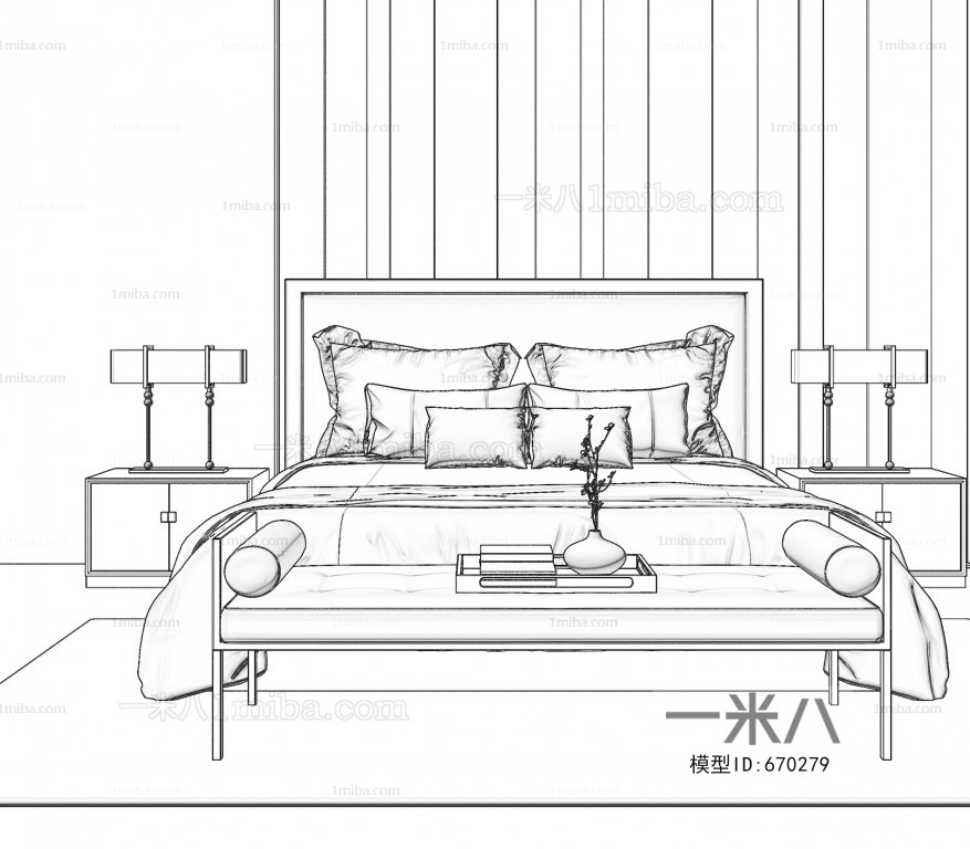 New Chinese Style Double Bed