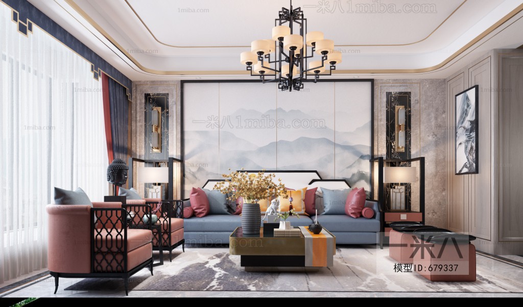 New Chinese Style A Living Room