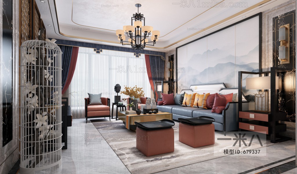 New Chinese Style A Living Room