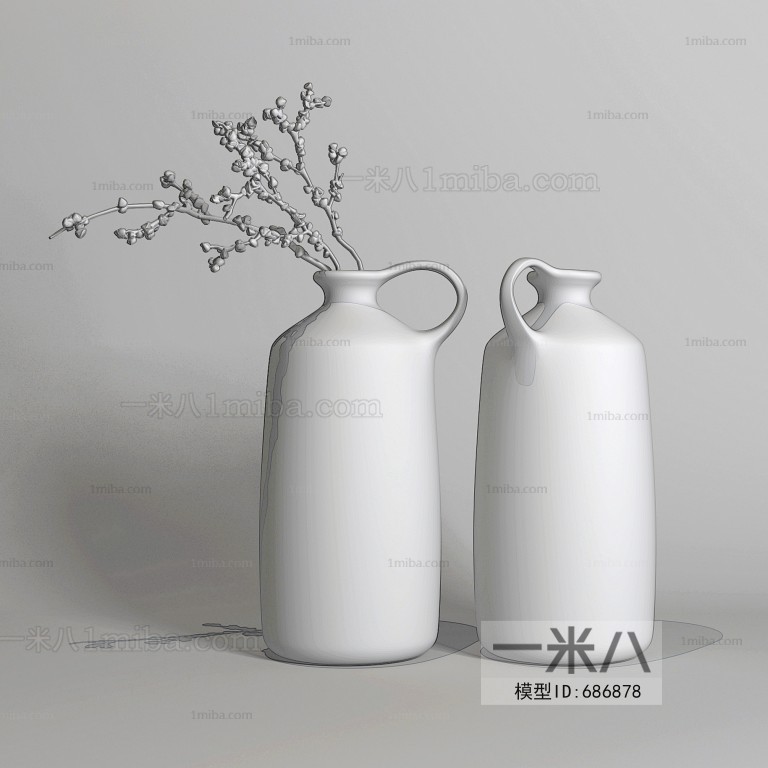 新中式手工粗陶装饰花瓶