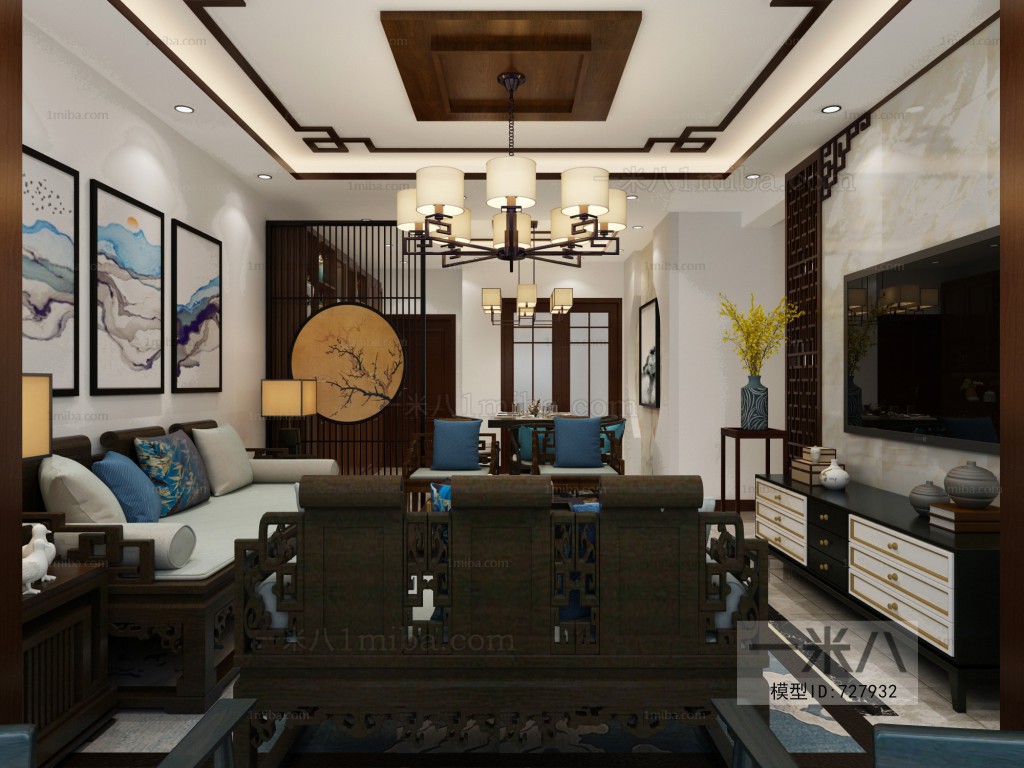 New Chinese Style A Living Room