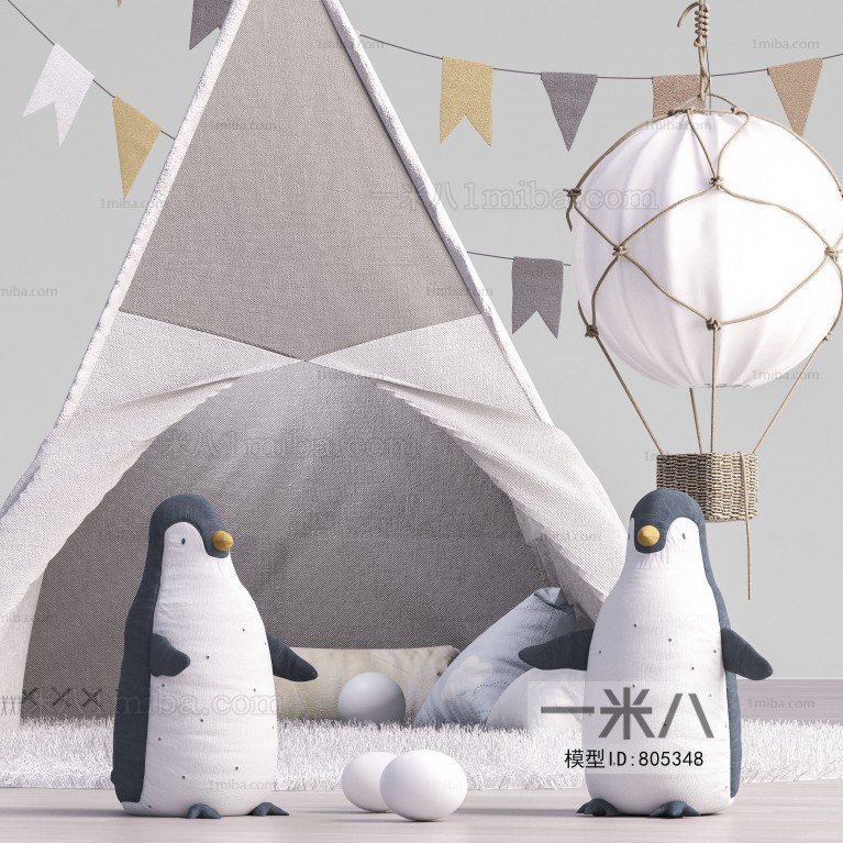 现代儿童帐篷毛绒玩具玩偶企鹅