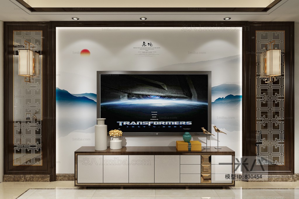 New Chinese Style TV Wall