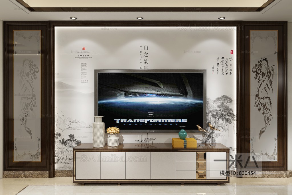 New Chinese Style TV Wall