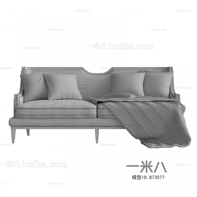 美式实木双人沙发