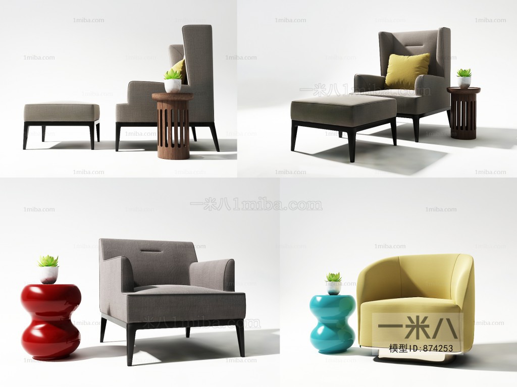 New Chinese Style Single Sofa