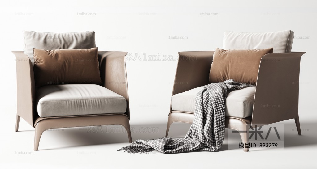 现代单人沙发组合3D模型下载