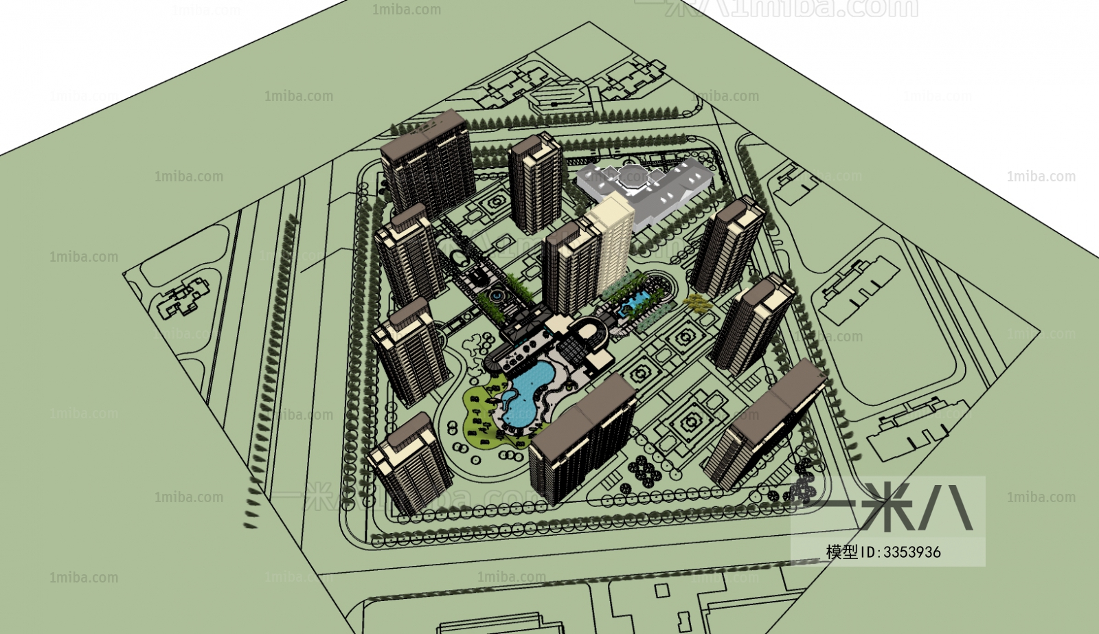 Modern Architectural Bird's-eye View Planning