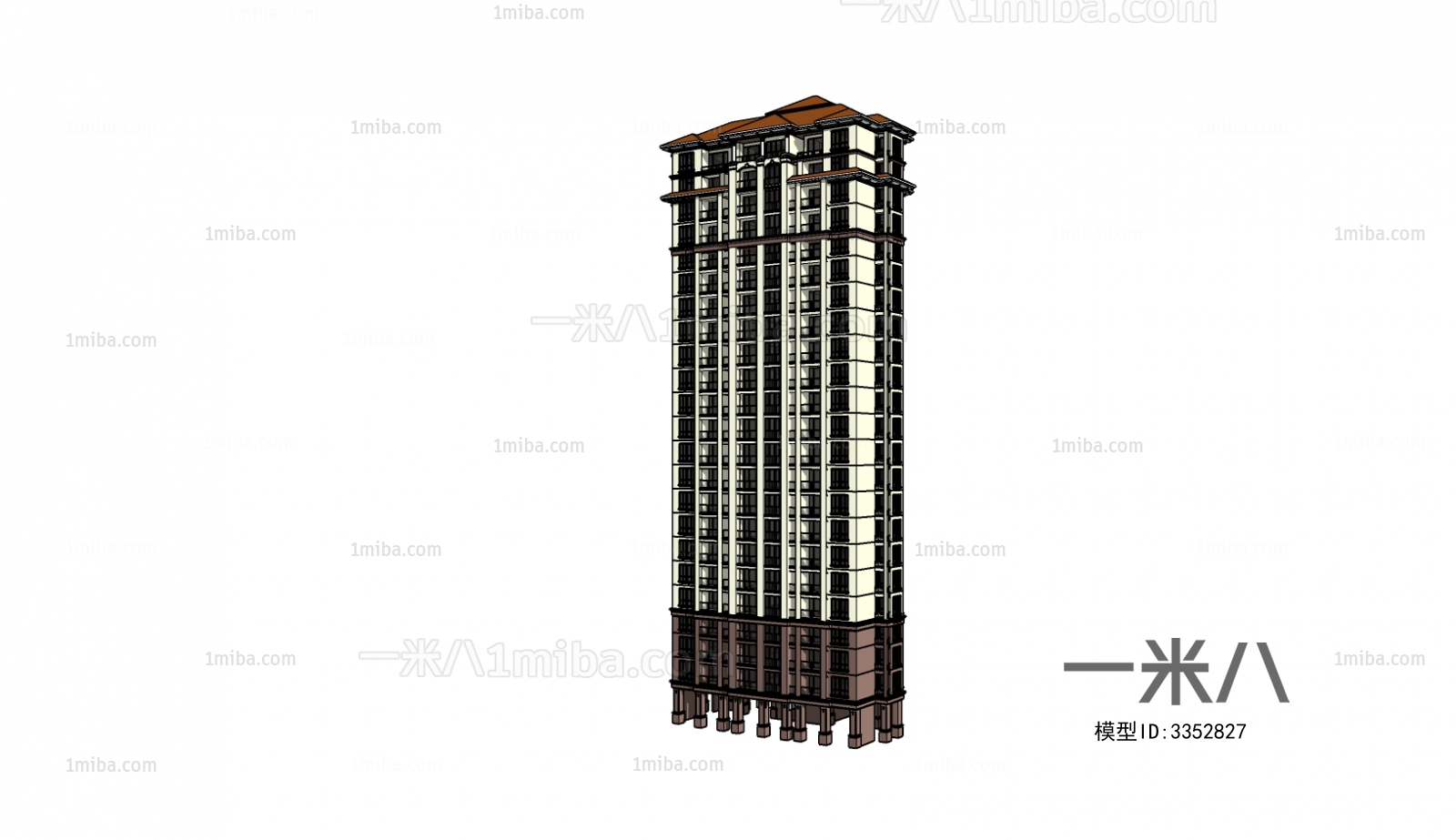 欧式高层公寓楼建筑外观