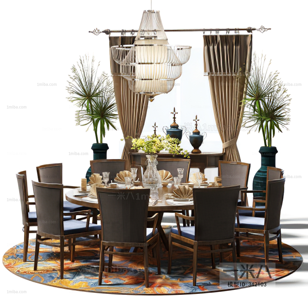 Southeast Asian Style Dining Table And Chairs