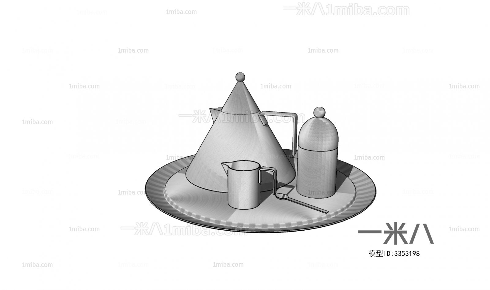 现代金属茶壶茶杯
