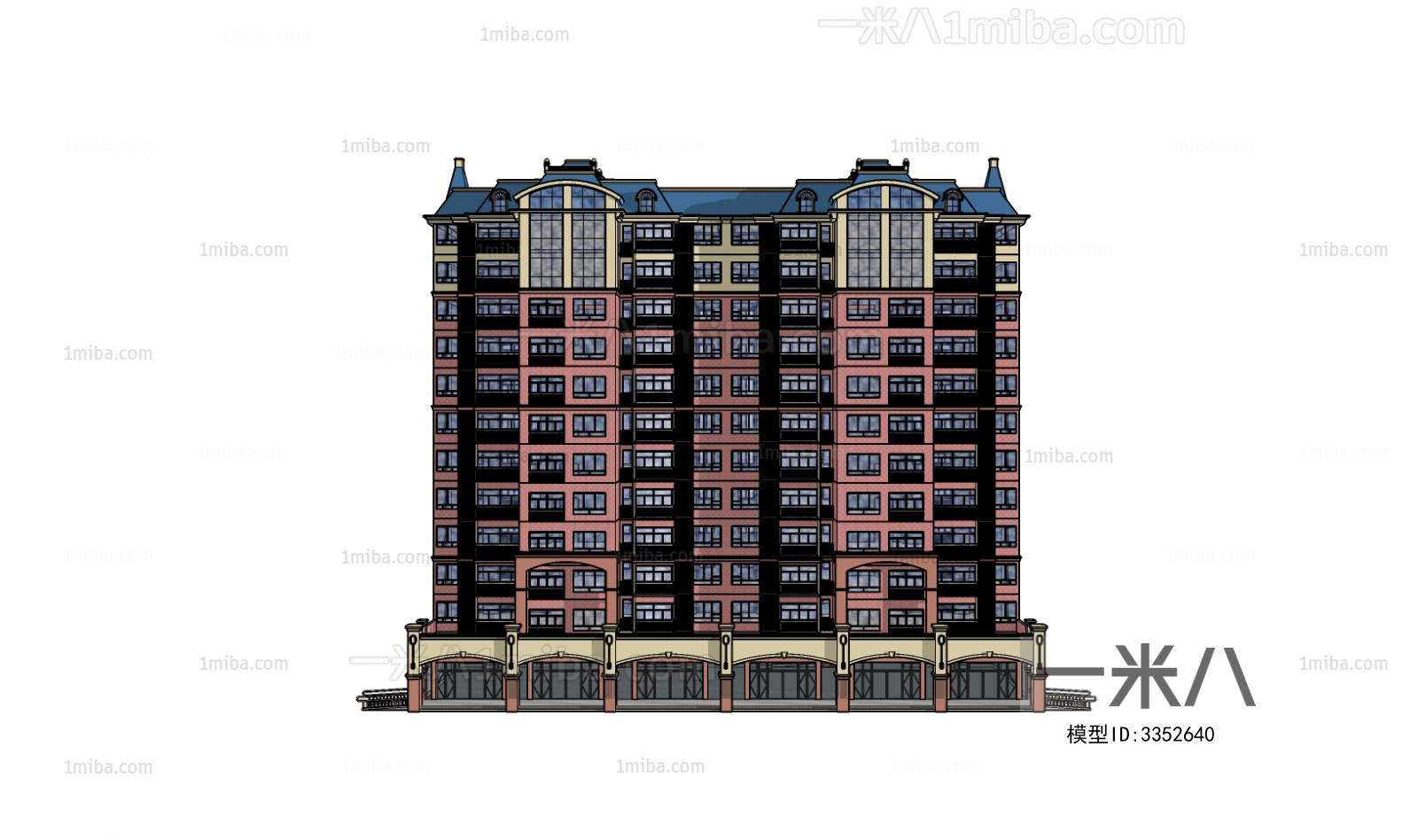 欧式高层公寓楼建筑外观