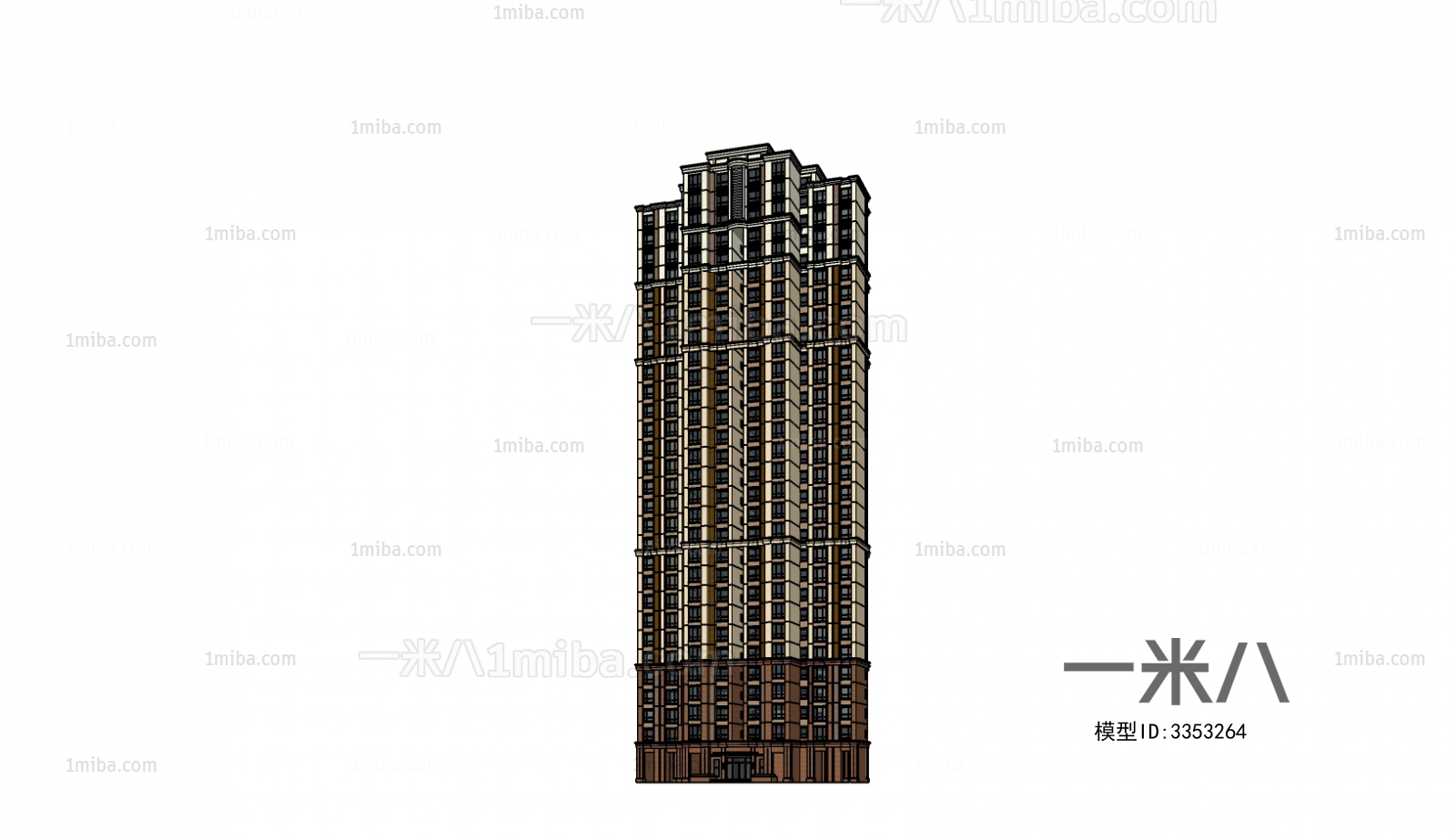 新古典高层公寓楼建筑外观