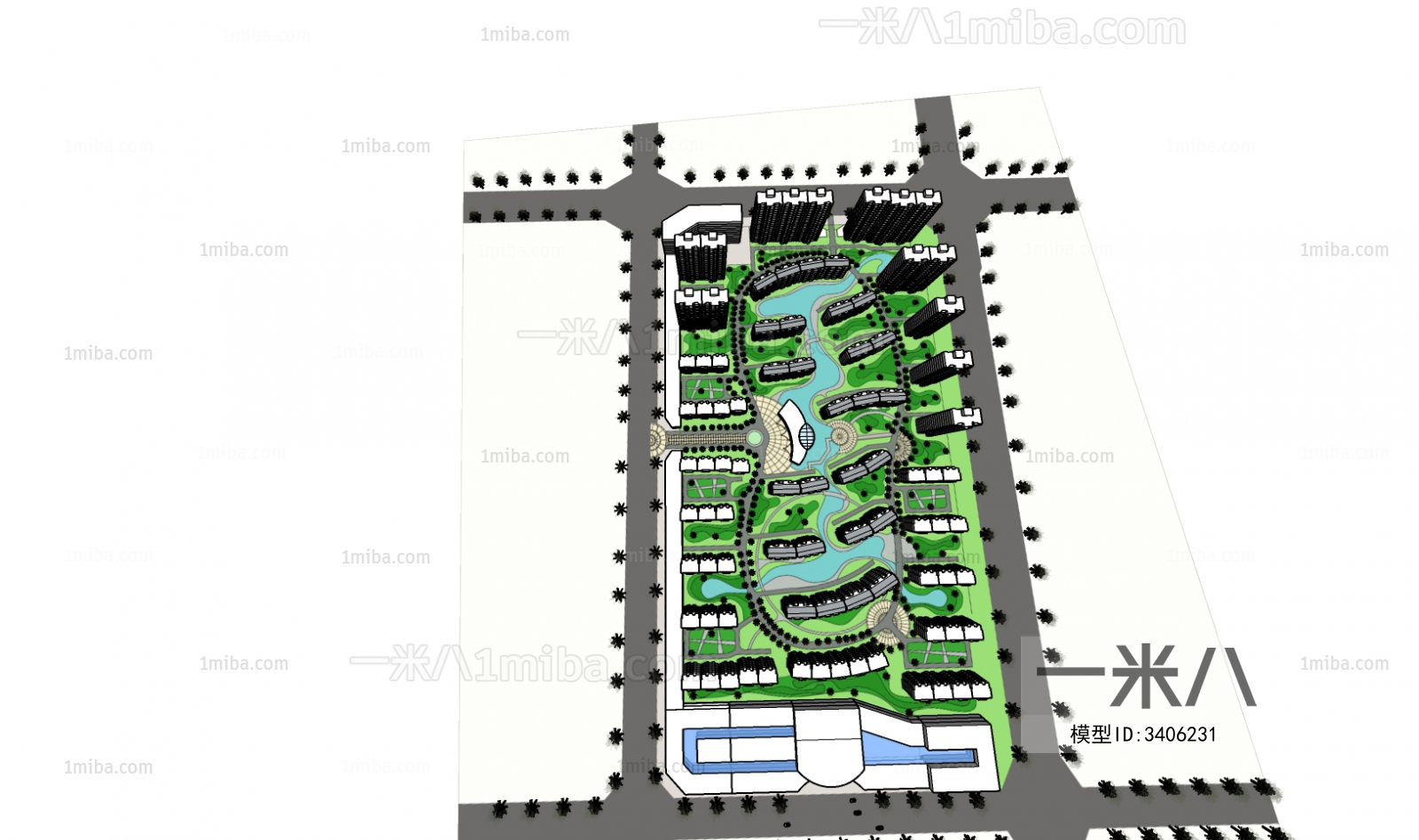 Modern Architectural Bird's-eye View Planning