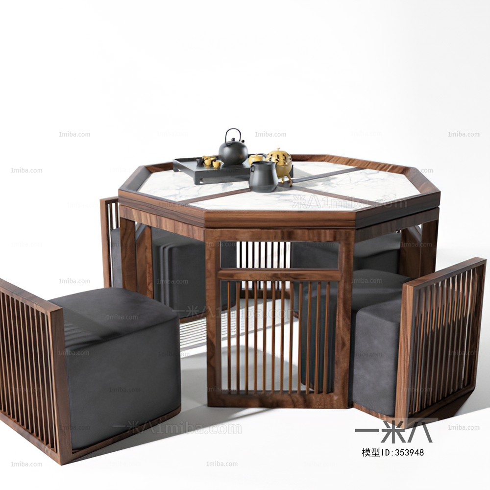 新中式实木茶休闲桌椅