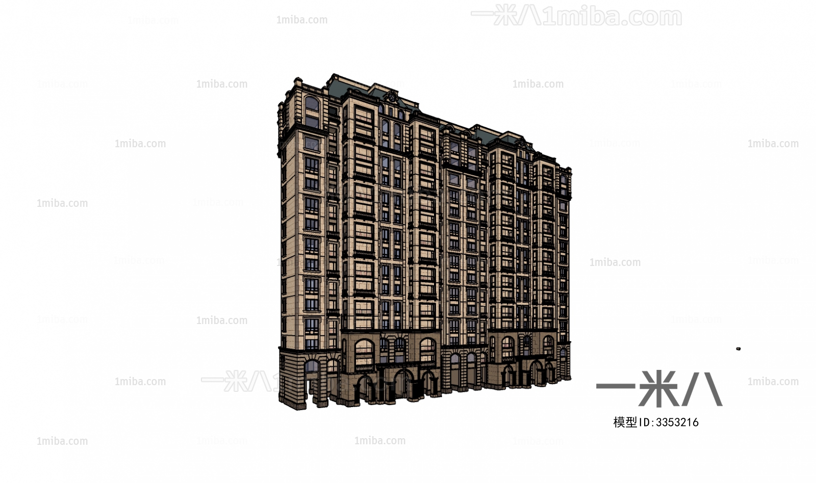 法式高层公寓楼建筑外观