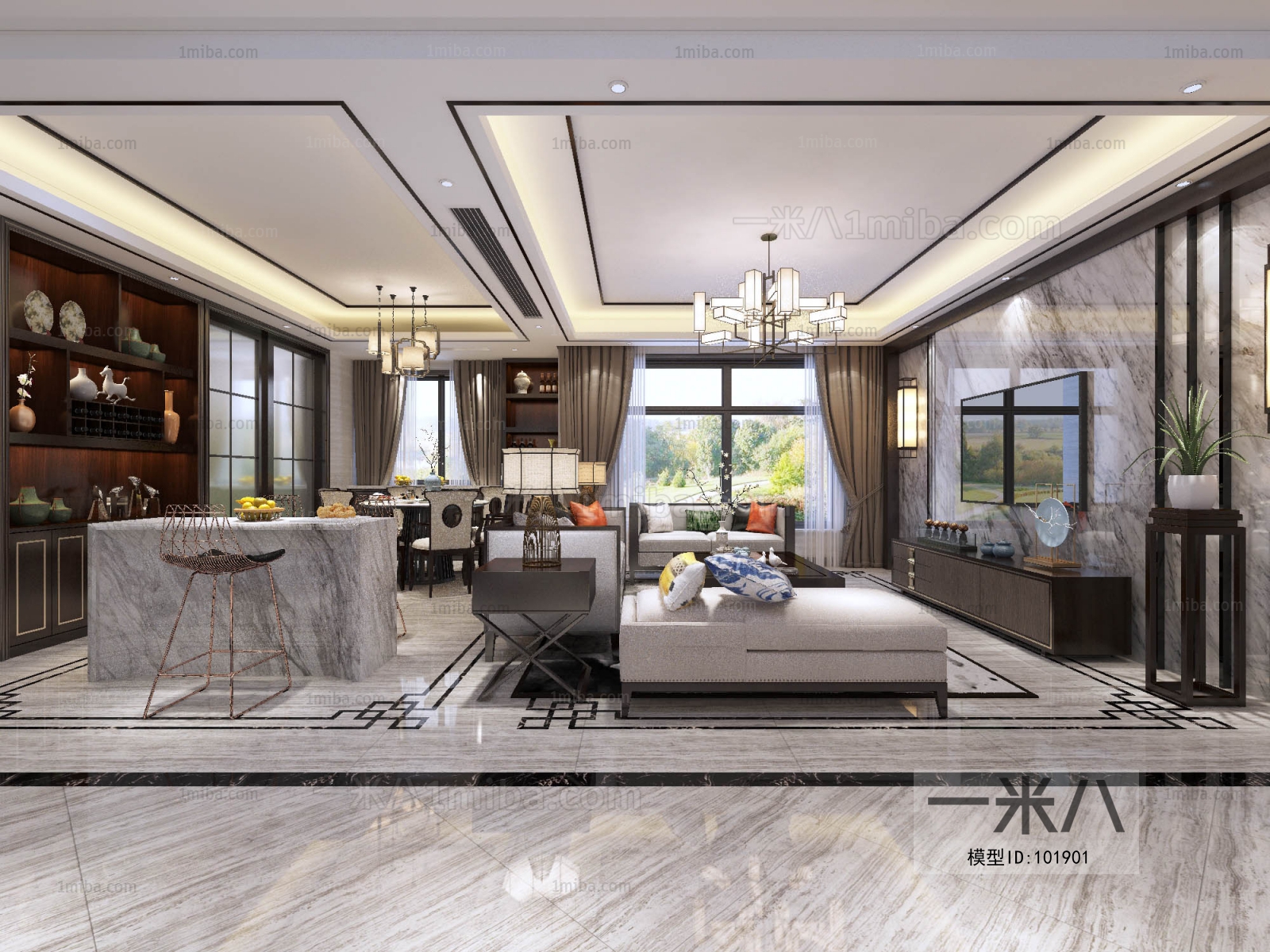 New Chinese Style A Living Room