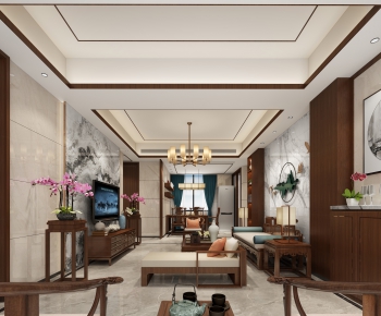 New Chinese Style A Living Room-ID:360105547