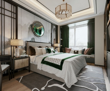 New Chinese Style Bedroom-ID:340681237